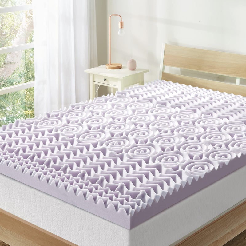 Mellow 3 Inch 5-Zone Memory Foam Mattress Topper, Soothing Lavender Infusion, Dorm Essentials, Twin - Image 1